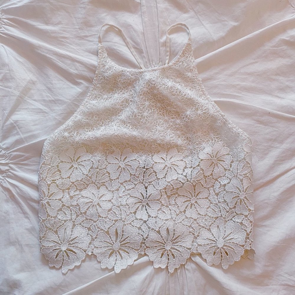 Alice + Olivia White Crop Top